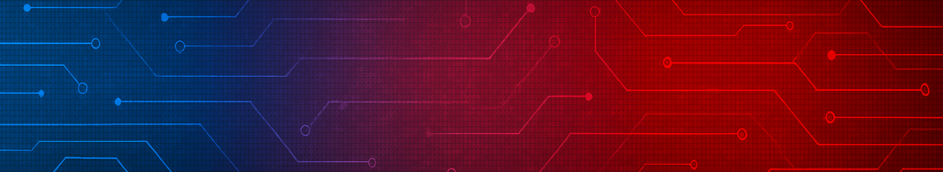 Fundo degradê vermelho e azul sobre circuitos